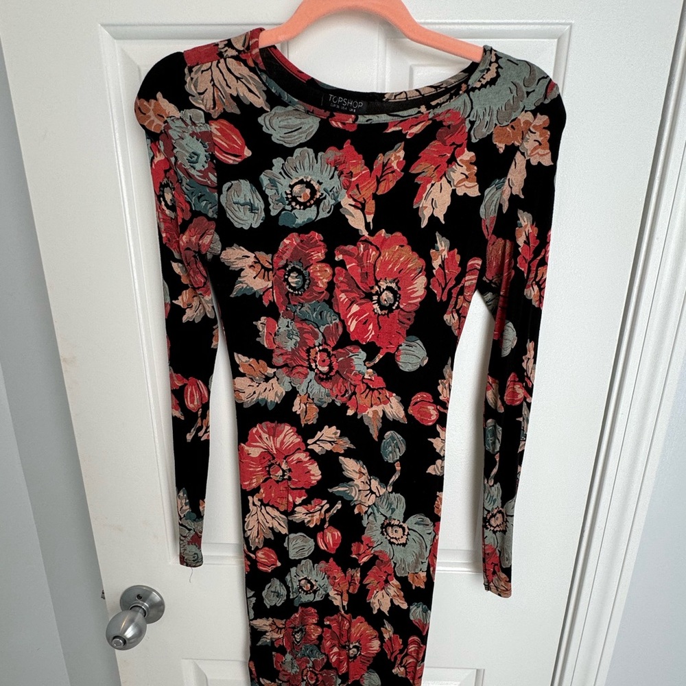Floral printed long sleeve Topshop dress